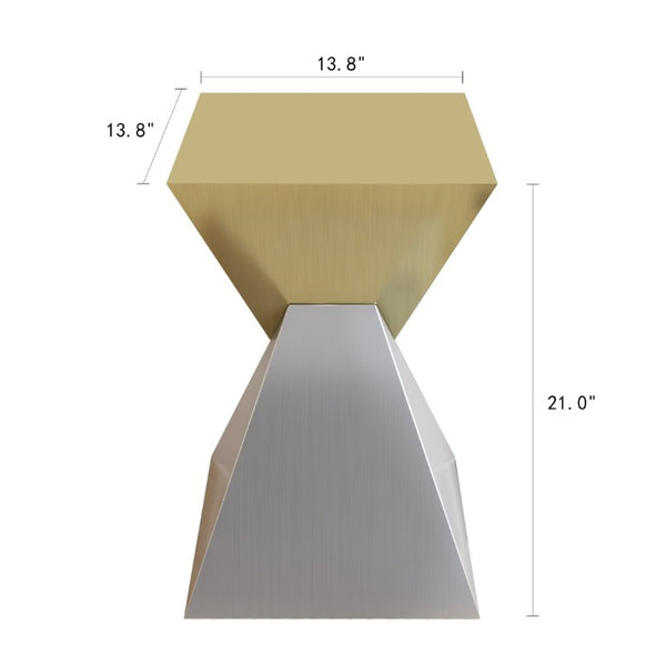 English Elm Modern Sculptural Stainless Steel End Table Gold Triangular Top Asymmetric Art Piece W3136P535714