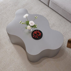English Elm 39.4 Inch Crown Silhouette Stainless Steel Coffee Table Sculptural Glam Living Room Focal W3136P539016