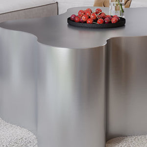 English Elm 39.4 Inch Crown Silhouette Stainless Steel Coffee Table Sculptural Glam Living Room Focal W3136P539016