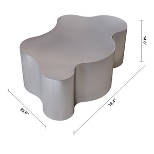 English Elm 39.4 Inch Crown Silhouette Stainless Steel Coffee Table Sculptural Glam Living Room Focal W3136P539016