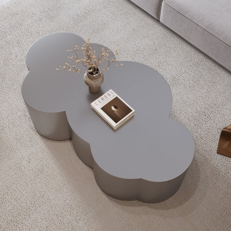 English Elm 41.3 Inch Cloud Shaped Stainless Steel Coffee Table Sculptural Living Room Centerpiece W3136P539017