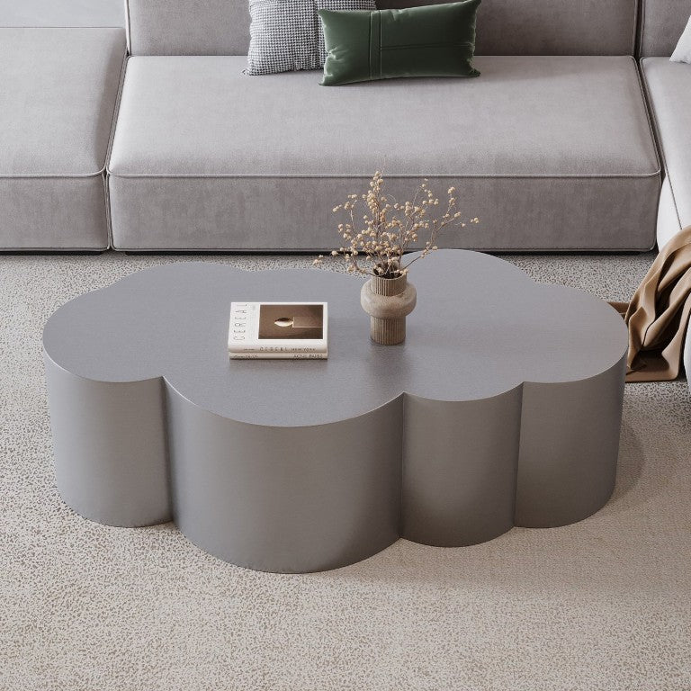 English Elm 41.3 Inch Cloud Shaped Stainless Steel Coffee Table Sculptural Living Room Centerpiece W3136P539017