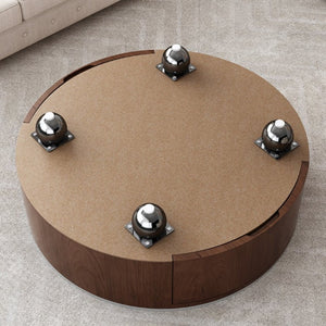 English Elm Rustic Round Coffee Table Sintered Stone Top Walnut Veneer Base Modern Living Room W3136P552849