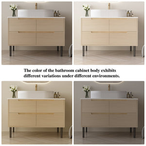 English Elm 36 Inch Freestanding or Floating Bathroom Vanity with Ceramic Sink and Soft Close Drawers W3136S00087