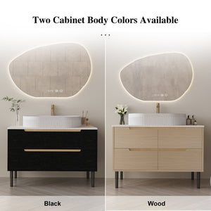 English Elm 36 Inch Freestanding or Floating Bathroom Vanity with Ceramic Sink and Soft Close Drawers W3136S00087
