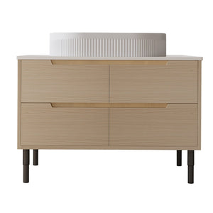 English Elm 36 Inch Freestanding or Floating Bathroom Vanity with Ceramic Sink and Soft Close Drawers W3136S00087