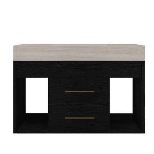 English Elm 29.9 Inch Wall Mounted Bathroom Vanity Sintered Stone Top Soft Close Drawers Modern Black, Stone Gray W3136S00088