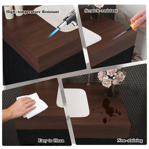 English Elm 29.9 Inch Wall Mounted Bathroom Vanity Sintered Stone Top Soft Close Drawers Modern Black, Walnut W3136S00089