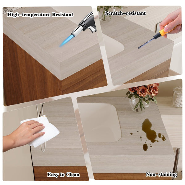 English Elm 29.9 Floating Bathroom Vanity Sintered Stone Top Ceramic Undermount Sink Two Drawers Stone Gray, Walnut W3136S00092