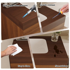 English Elm 29.9 Floating Bathroom Vanity Sintered Stone Top Ceramic Undermount Sink Two Drawers Dark Brown, Walnut W3136S00093