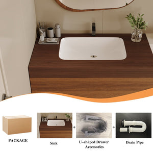 English Elm 29.9 Floating Bathroom Vanity Sintered Stone Top Ceramic Undermount Sink Two Drawers Dark Brown, Walnut W3136S00093