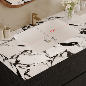 English Elm 29.9 Floating Bathroom Vanity Sintered Stone Top Ceramic Undermount Sink Two Drawers Black, Black White W3136S00095