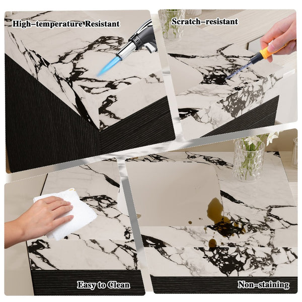 English Elm 29.9 Floating Bathroom Vanity Sintered Stone Top Ceramic Undermount Sink Two Drawers Black, Black White W3136S00095