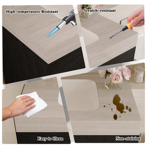 English Elm 29.9 Floating Bathroom Vanity Sintered Stone Top Ceramic Undermount Sink Two Drawers Black, Stone Gray W3136S00096