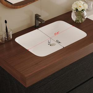 English Elm 29.9 Floating Bathroom Vanity Sintered Stone Top Ceramic Undermount Sink Two Drawers Black, Walnut W3136S00097