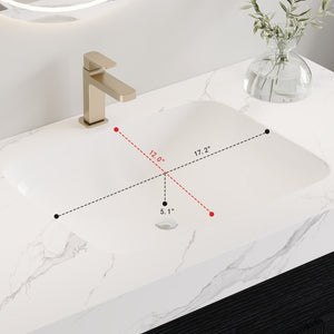 English Elm 36" Floating Bathroom Vanity Sintered Stone Surface Undermount Ceramic Sink Modern Bath Black, White W3136S00098