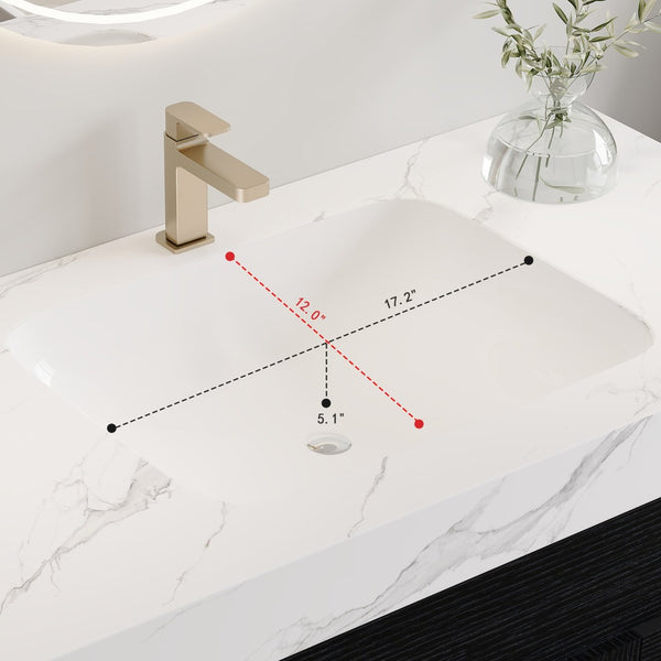 English Elm 36" Floating Bathroom Vanity Sintered Stone Surface Undermount Ceramic Sink Modern Bath Black, White W3136S00098