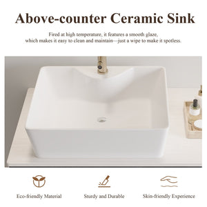 English Elm 36" Floating Bathroom Vanity Plywood Cabinet Vessel Sink Soft Close Spa Style W3136S00100