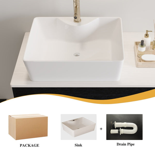 English Elm 36" Floating Bathroom Vanity Plywood Cabinet Vessel Sink Soft Close Spa Style W3136S00100