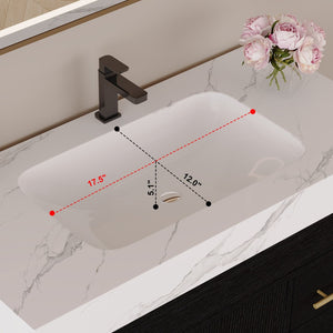 English Elm 36" Freestanding Bathroom Vanity Sintered Stone Top Ceramic Sink Soft-close Drawers Black / White W3136S00102