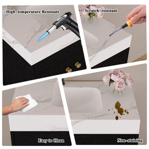 English Elm 36" Freestanding Bathroom Vanity Sintered Stone Top Ceramic Sink Soft-close Drawers Black / White W3136S00102