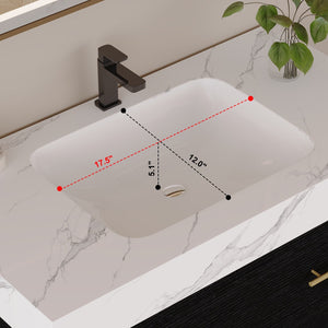 English Elm 36" Sintered Stone Freestanding Bathroom Vanity Soft Close Drawers Gold Hardware Undermount Sink Black/White W3136S00103