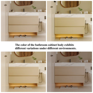 English Elm 29.9 Floating Bathroom Vanity Sintered Stone Top Ceramic Undermount Sink Two Drawers White, Wood - A W3136S00106