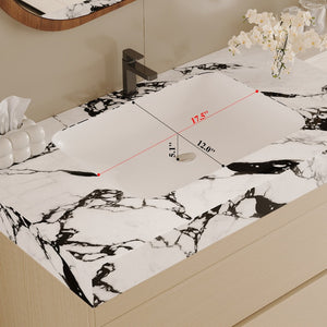 English Elm 29.9 Floating Bathroom Vanity Sintered Stone Top Ceramic Undermount Sink Two Drawers White, Wood - B W3136S00107