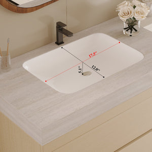 English Elm 29.9 Floating Bathroom Vanity Sintered Stone Top Ceramic Undermount Sink Two Drawers Stone Gray, Wood W3136S00108