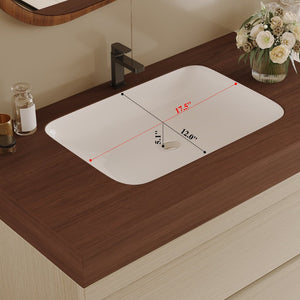 English Elm 29.9 Floating Bathroom Vanity Sintered Stone Top Ceramic Undermount Sink Two Drawers Walnut, Wood W3136S00109