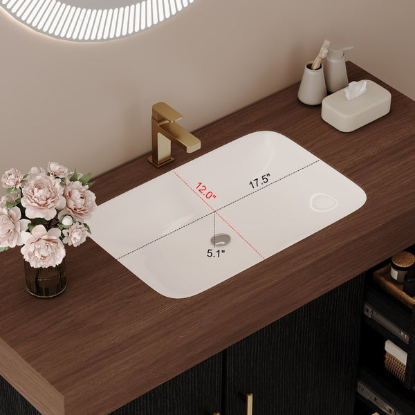 English Elm 36" Freestanding Bathroom Vanity Sintered Stone Top Integrated Basin Waterproof Cabinet Black, Gold, Walnut W3136S00111