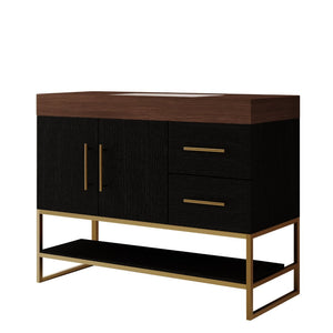 English Elm 36" Freestanding Bathroom Vanity Sintered Stone Top Integrated Basin Waterproof Cabinet Black, Gold, Walnut W3136S00111