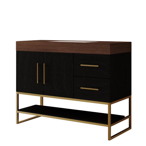 English Elm 36" Freestanding Bathroom Vanity Sintered Stone Top Integrated Basin Waterproof Cabinet Black, Gold, Walnut W3136S00111