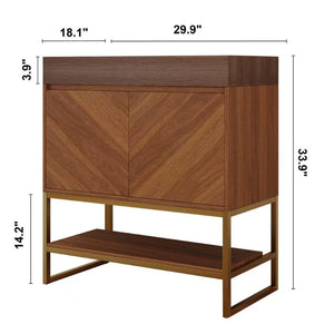 English Elm 29.9" Freestanding Bathroom Vanity Sintered Top Ceramic Sink Soft-close Drawers Small Bath Brown / Walnut W3136S00119