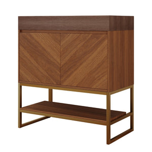 English Elm 29.9" Freestanding Bathroom Vanity Sintered Top Ceramic Sink Soft-close Drawers Small Bath Brown / Walnut W3136S00119