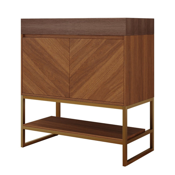 English Elm 29.9" Freestanding Bathroom Vanity Sintered Top Ceramic Sink Soft-close Drawers Small Bath Brown / Walnut W3136S00119
