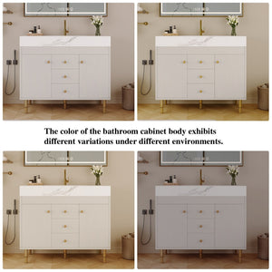 English Elm 36 Inch Freestanding Bathroom Vanity with Sintered Stone Top and Soft Close Drawers Antique White / Gray / Gold / White W3136S00126