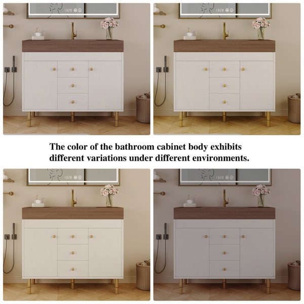 English Elm 36 Inch Freestanding Bathroom Vanity with Sintered Stone Top and Soft Close Drawers Antique Grey White / Gold / Walnut W3136S00127