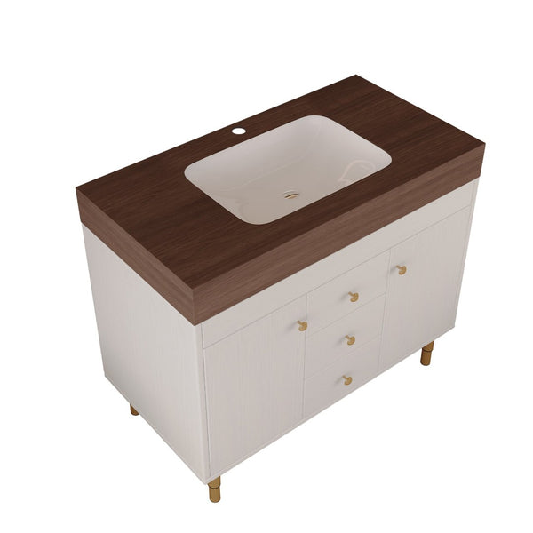 English Elm 36 Inch Freestanding Bathroom Vanity with Sintered Stone Top and Soft Close Drawers Antique Grey White / Gold / Walnut W3136S00127
