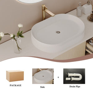 English Elm 36 Inch Freestanding Bathroom Vanity with Ceramic Vessel Sink and Brushed Gold Base American White Oak / Gold + White W3136S00128