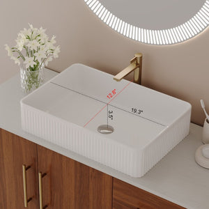 English Elm 36 Inch Freestanding Bathroom Vanity Set with Ceramic Vessel Sink and Gold Steel Base W3136S00129