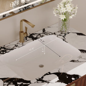 English Elm 30 Inch Floating Bathroom Vanity with Sintered Stone Basin and Soft Close Drawers Walnut, White - B W3136S00132