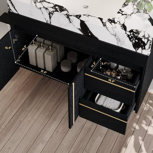 English Elm 36 Inch Floating Bathroom Vanity with Sintered Stone Top and Integrated Ceramic Sink W3136S00135