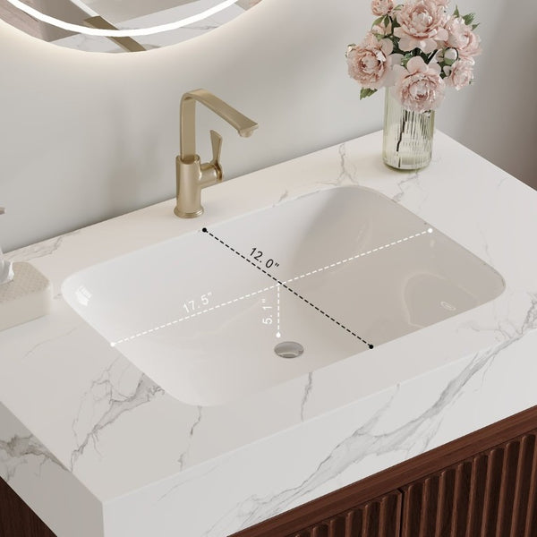 English Elm 30 Inch Freestanding Bathroom Vanity with Sintered Stone Top and Integrated Ceramic Sink Walnut / White - A W3136S00137