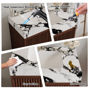 English Elm 30 Inch Freestanding Bathroom Vanity with Sintered Stone Top and Integrated Ceramic Sink Walnut / White - B W3136S00138