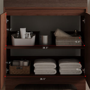 English Elm 30 Inch Freestanding Bathroom Vanity with Sintered Stone Top and Integrated Ceramic Sink Brown / Walnut W3136S00139