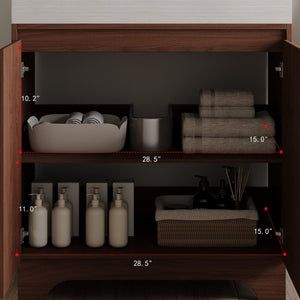 English Elm 30 Inch Freestanding Bathroom Vanity with Sintered Stone Top and Integrated Ceramic Sink Brown / Stone Gray W3136S00140
