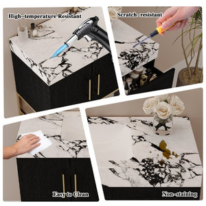 English Elm 36 Inch Freestanding Bathroom Vanity with Sintered Stone Top and Ceramic Basin Black, Gold, White+Black W3136S00147