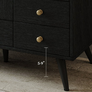 English Elm 36 Inch Freestanding Bathroom Vanity with Stone Top Integrated Sink and Five Drawers Black, Gold, White Ceramic, Faux Marble, Plywood, Sintered Stone, Stainless Steel W3136S00165