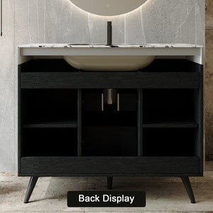 English Elm 36 Inch Freestanding Bathroom Vanity with Sintered Stone Top Ceramic Sink Spa Style W3136S00167
